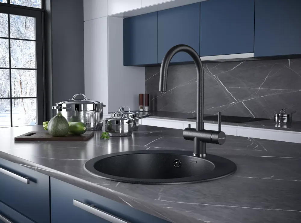 Детальное фото товара: Paulmark HELLER, смеситель, гранит, черный