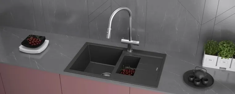 Детальное фото товара: KUCHENSTERN PLAT 60-2, мойка, гранит, черный