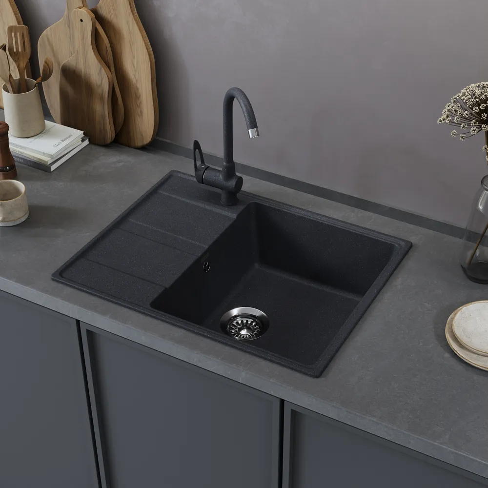 Детальное фото товара: Maunfeld Lacrima 650 MFQS-650DGR, мойка, гранит, темно-серый