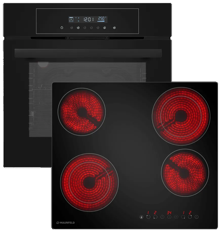 Фото товара: Maunfeld Bergen (духовой шкаф AEOD6063B + варочная панель AVCE594D2BK)