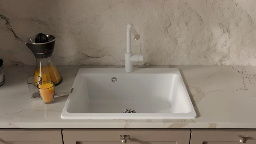 Детальное фото товара: Rivelato ALBANO 1573503 brina/oro, смеситель, гранит, иней/золото