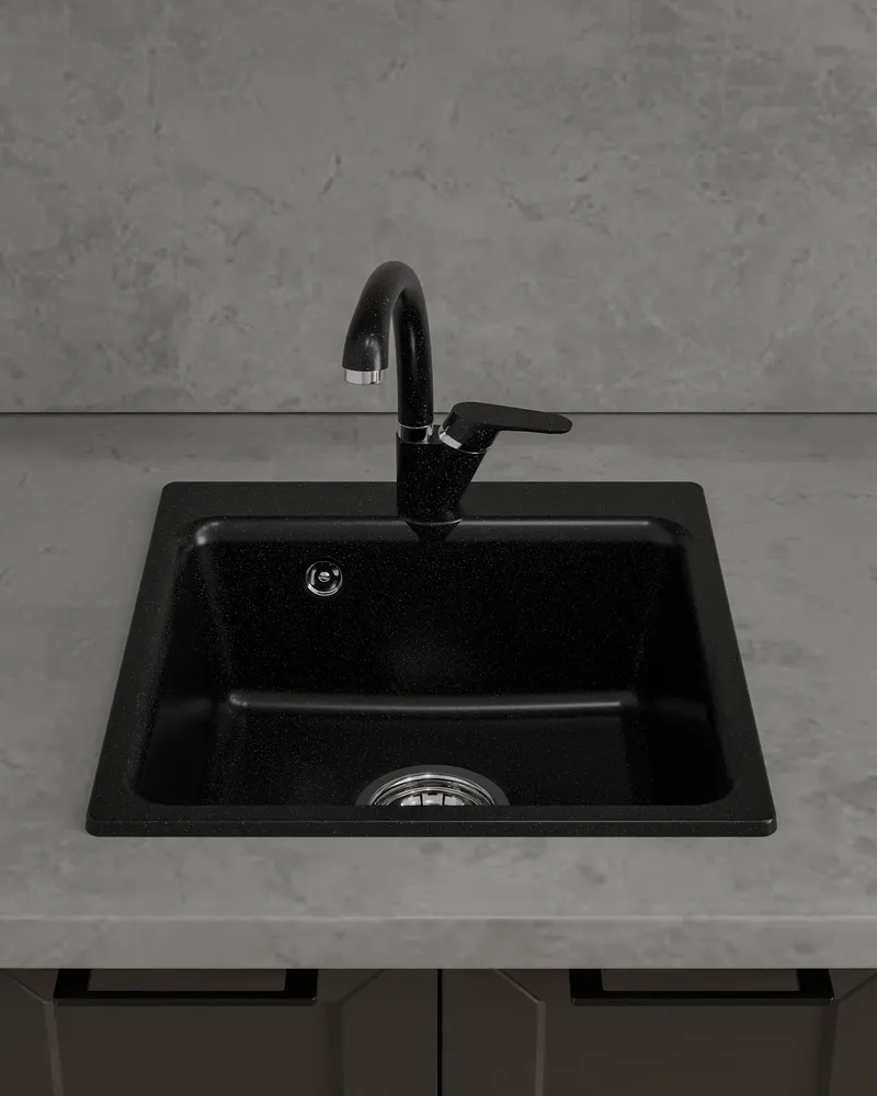 Детальное фото товара: ЭкоМ М-430, мойка, мрамор, черный
