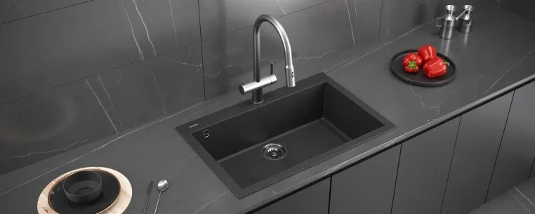 Детальное фото товара: KUCHENSTERN OBEN 80, мойка, гранит, черный