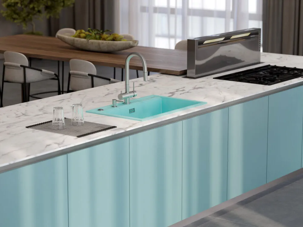 Детальное фото товара: Omoikiri Kitagawa 79-LB-AZ, мойка, керамика, azur blue