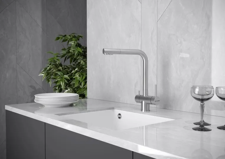 Детальное фото товара: KUCHENSTERN FOKUS-F, смеситель, нержавеющая сталь