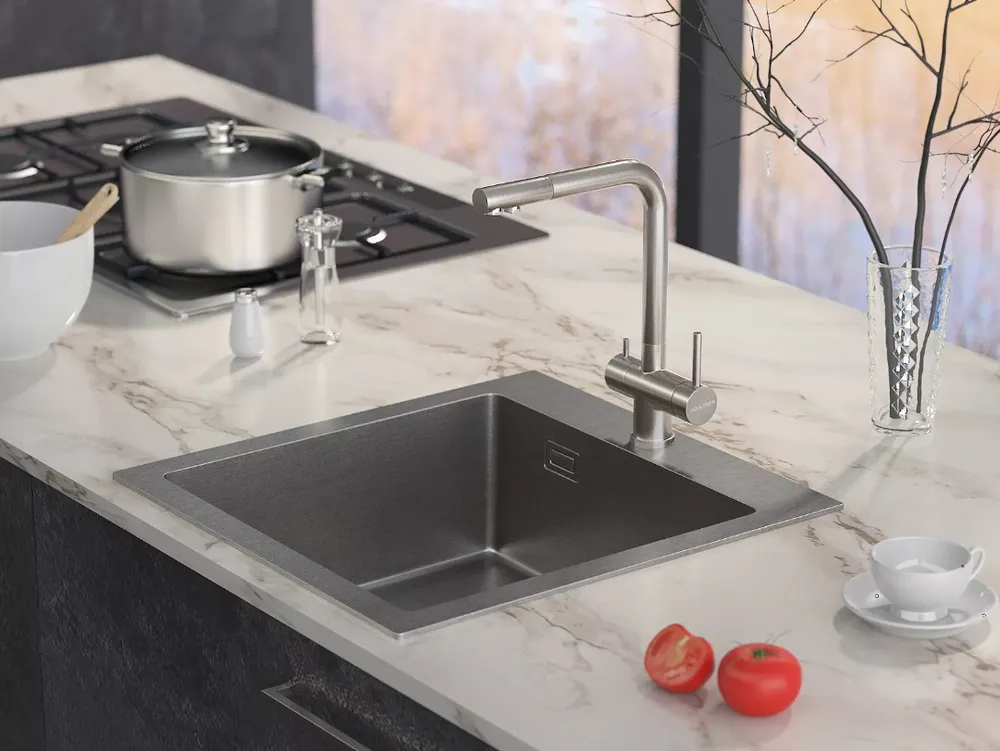 Детальное фото товара: Paulmark SKALEN, смеситель, брашированная сталь