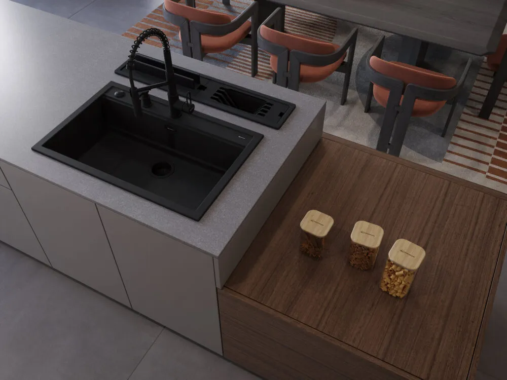 Детальное фото товара: Omoikiri Kitagawa 79-LB-GB, мойка, керамика, графит