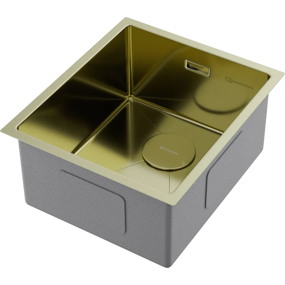 Детальное фото товара: Omoikiri Taki 38-U/IF-LG, мойка, нержавеющая сталь/светлое золото