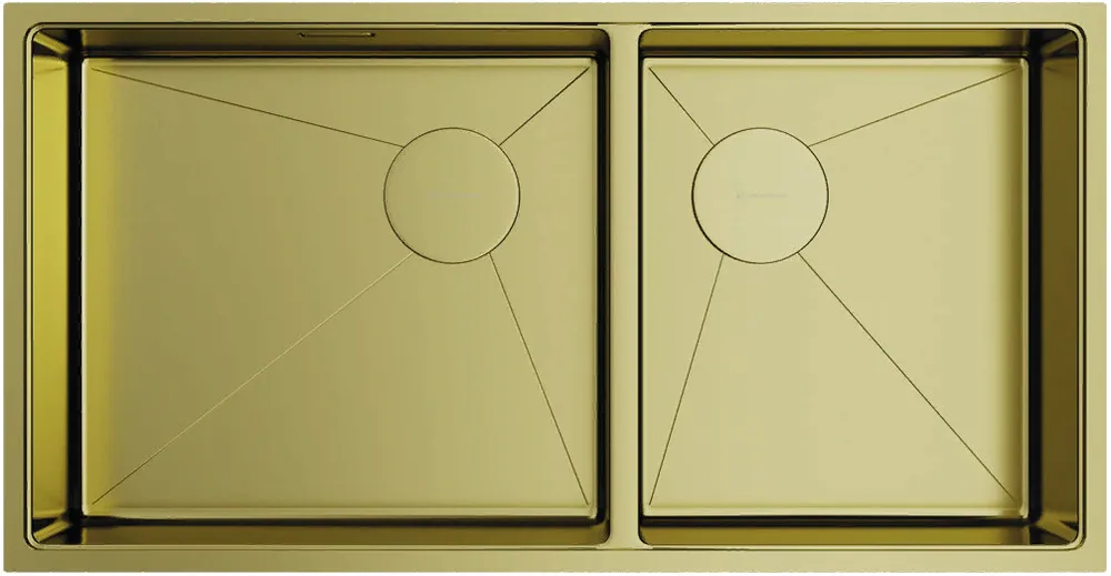 Детальное фото товара: Omoikiri Taki 85-2-LB-U/IF-LG Side, мойка, нержавеющая сталь/светлое золото