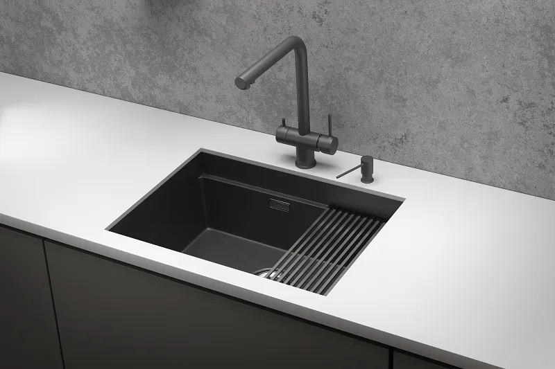 Детальное фото товара: GRANULA 6045U мойка, нержавеющая сталь, черный матовый