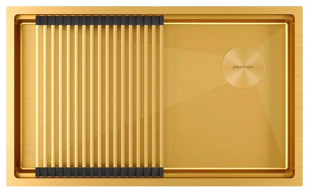 Детальное фото товара: Paulmark NEXT-PRO 74 UNI, мойка, нержавеющая сталь, брашированное золото