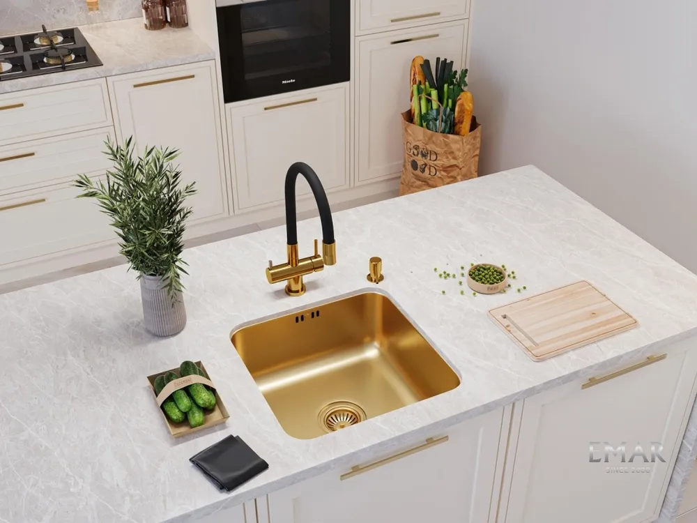 Детальное фото товара: Emar EC-3015 PVD Golden, смеситель, золото