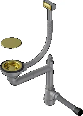 Детальное фото товара: Omoikiri WK-1C-LG Арматура для одночашевых моек с прямоугольным перелив, светлое золото