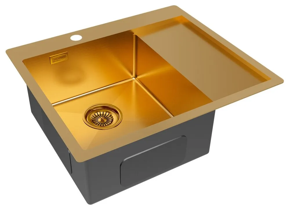 Детальное фото товара: Paulmark KRONER 59F, мойка, нержавеющая сталь, брашированное золото, левая