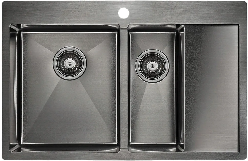 Фото товара: Paulmark KRONER 78/2SF, мойка, нержавеющая сталь, вороненая сталь, левая