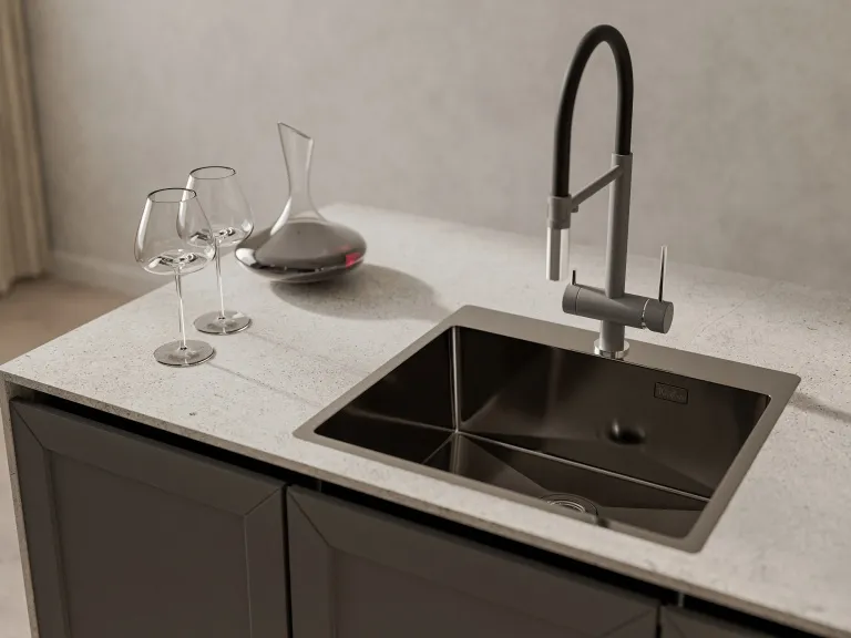 Детальное фото товара: Rivelato RINOX 5450 PVD black, мойка, нержавеющая сталь, черный