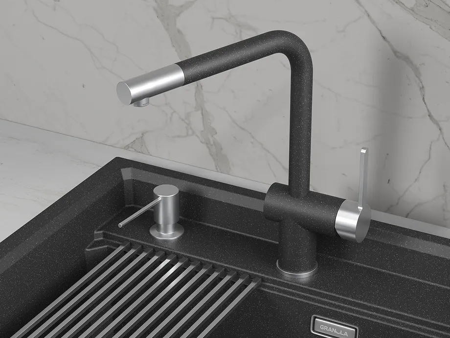 Детальное фото товара: GRANULA 5017 смеситель, гранит, черный