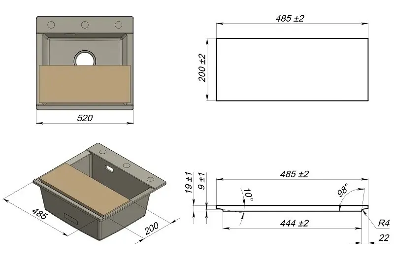 Детальное фото товара: GRANULA Доска разделочная 485х200 ясень