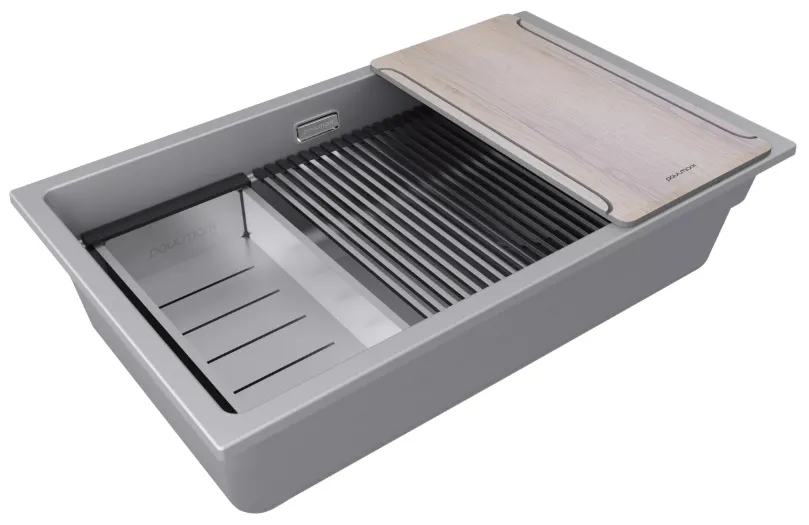 Детальное фото товара: Paulmark LUMI-MULTI SINK 74, мойка, гранит, серый металлик