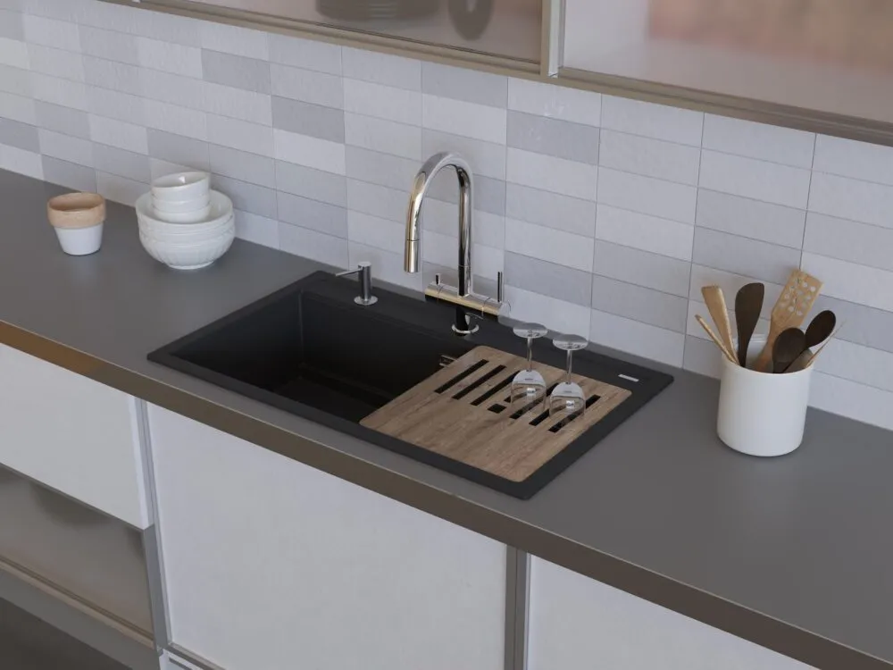 Детальное фото товара: Omoikiri Kitagawa 86-LB-GB, мойка, керамика, графит