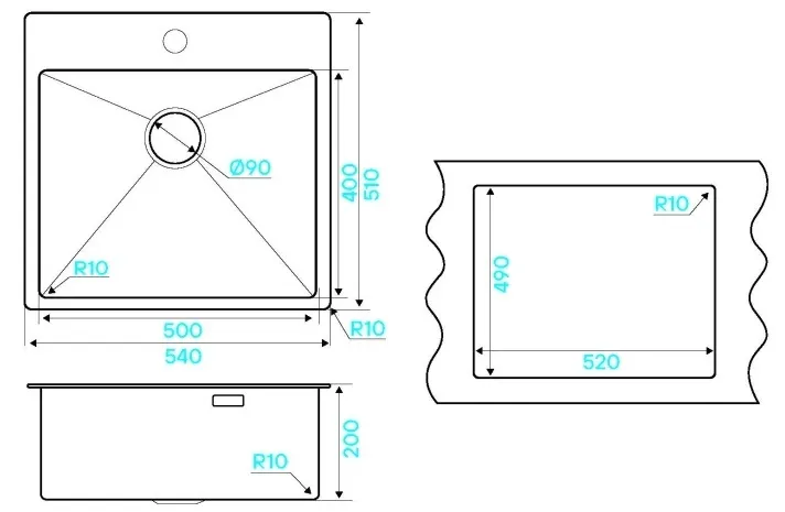 Детальное фото товара: KUCHENSTERN WERK 60, мойка, нержавеющая сталь
