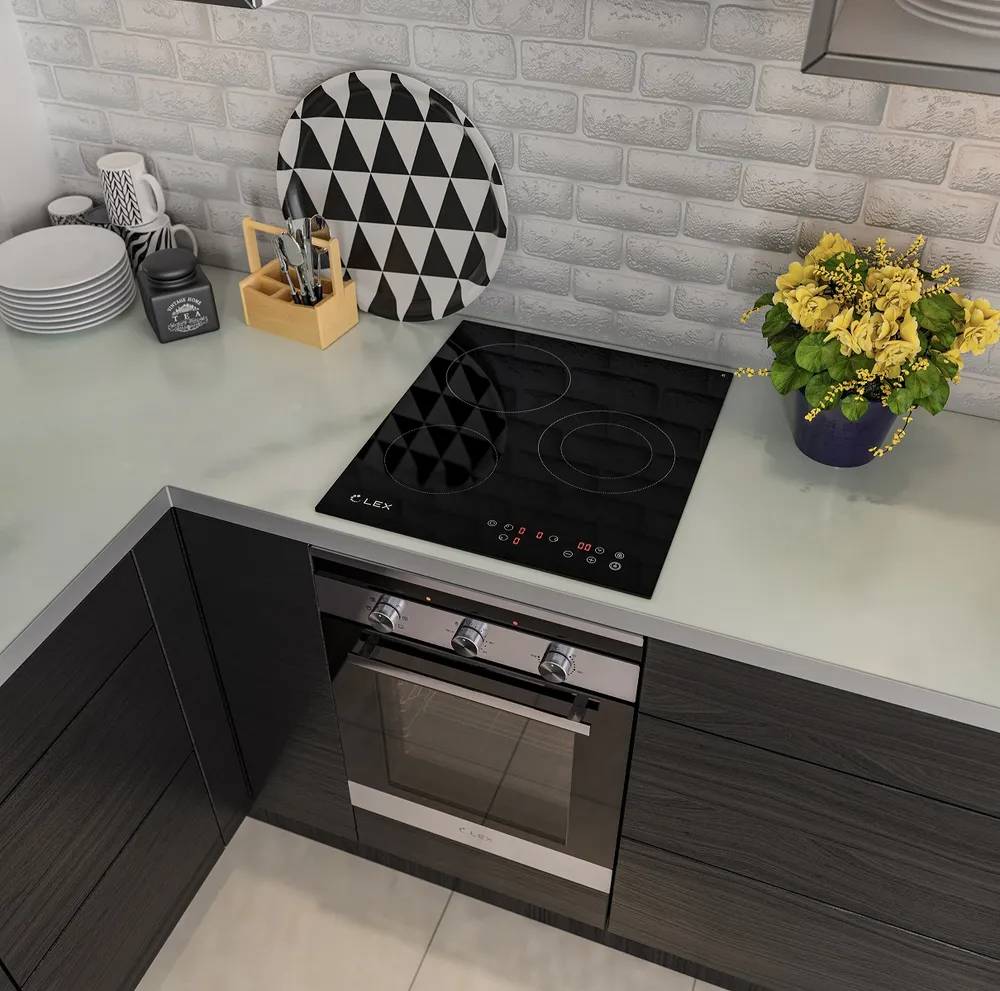 Детальное фото товара: LEX EVH 431 BL стеклокерамическая поверхность