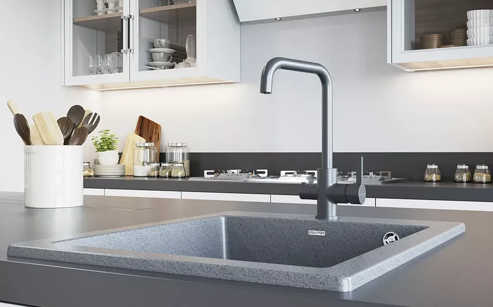 Детальное фото товара: Paulmark LOGAS, смеситель, гранит, серый металлик