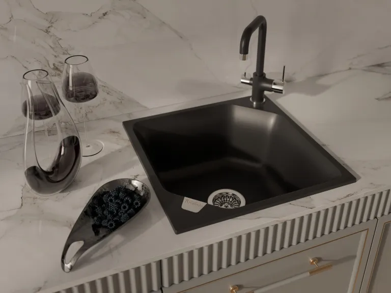 Детальное фото товара: Rivelato TOVEL 9025208 antracite/cromo, смеситель, гранит, антрацит/хром