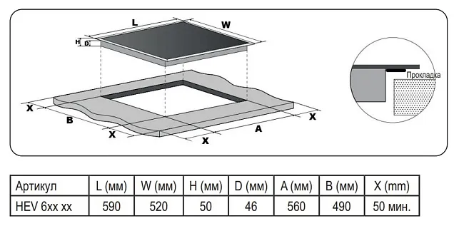 Детальное фото товара: Evelux HEV 641 B стеклокерамическая поверхность