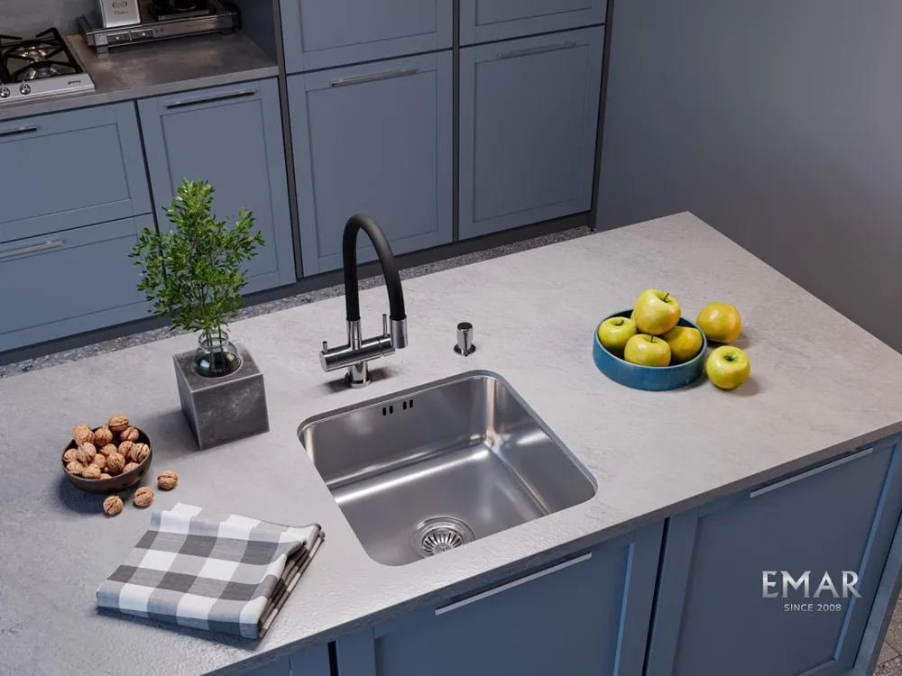 Детальное фото товара: Emar EMB-127А PVD Nano Satine, мойка, нержавеющая сталь сатин