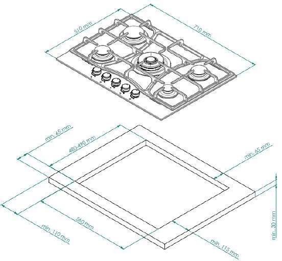 Детальное фото товара: Kuppersberg FS 710 C Bronze газовая поверхность