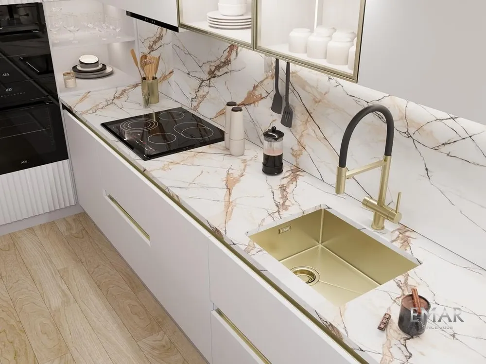 Детальное фото товара: Emar EMB-540(UN) PVD Matt Golden, мойка, нержавеющая сталь, матовое золото