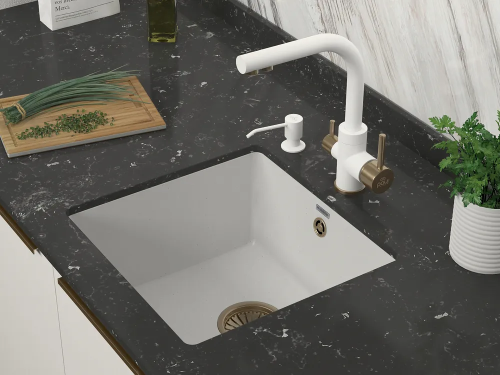 Детальное фото товара: Paulmark GERA 50, мойка, гранит, белый