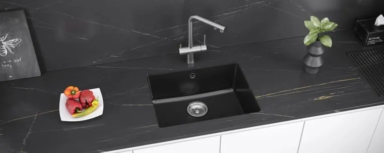 Детальное фото товара: KUCHENSTERN SUBKERAM 60, мойка, керамика, керамический черный