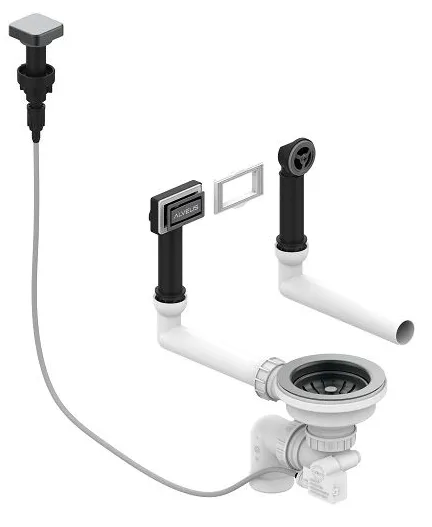 Фото товара: ALVEUS выпуск для мойки с вертикальным переливом POP UP ANTHRACITE new с рамкой и заглушкой