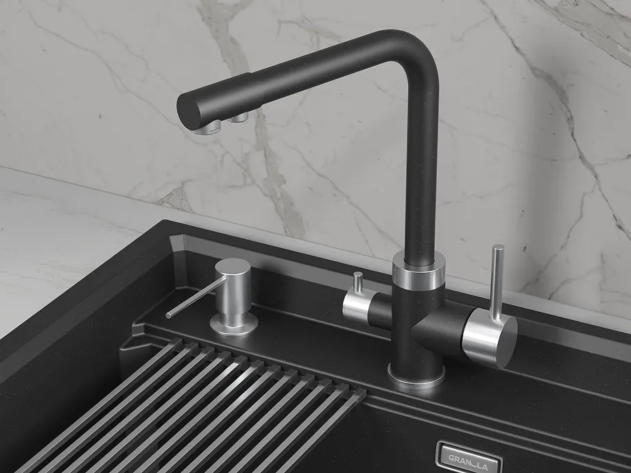 Детальное фото товара: GRANULA 5015 смеситель, нержавеющая сталь, шварц