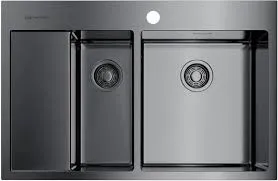 Детальное фото товара: Omoikiri Akisame 78-2-GM-R, мойка, нержавеющая сталь/вороненая сталь, чаша справа