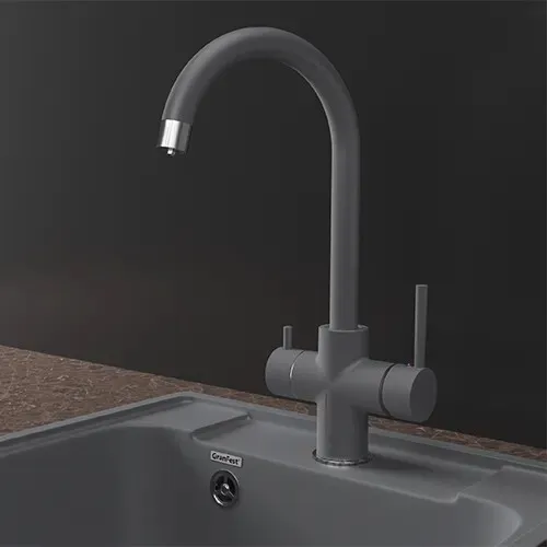 Детальное фото товара: GranFest GF-Z-5422, смеситель, гранит, темно-серый