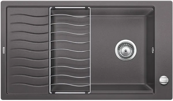 Фото товара: Blanco Elon XL 8S, мойка, гранит, темная скала с клапаном-автоматом