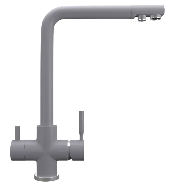 Фото товара: Maunfeld MFQT-16LGR, смеситель, гранит, светло-серый