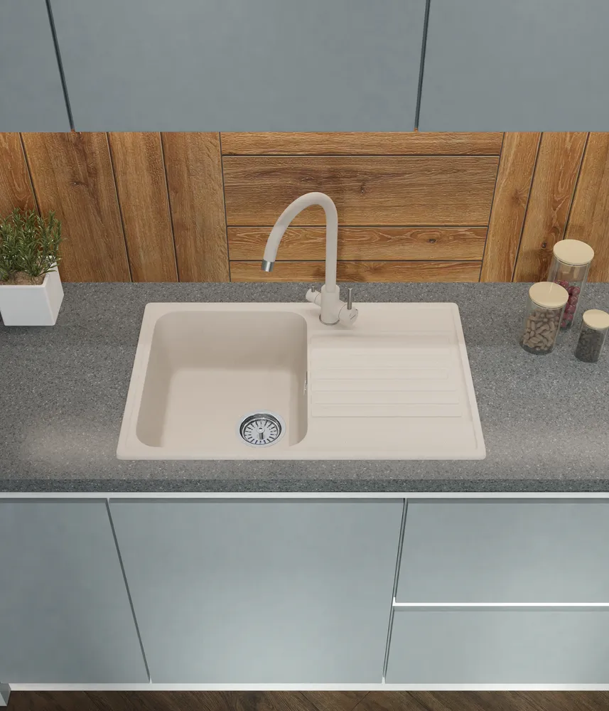 Детальное фото товара: ЭкоМ 7448, мойка, гранит, белый