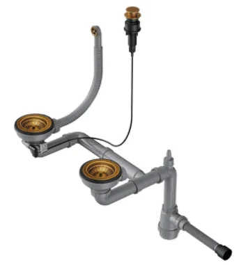 Фото товара: Omoikiri WK-1,5CL-R-AB022-A Арматура для полуторачашевых моек с круглым переливом, античная латунь