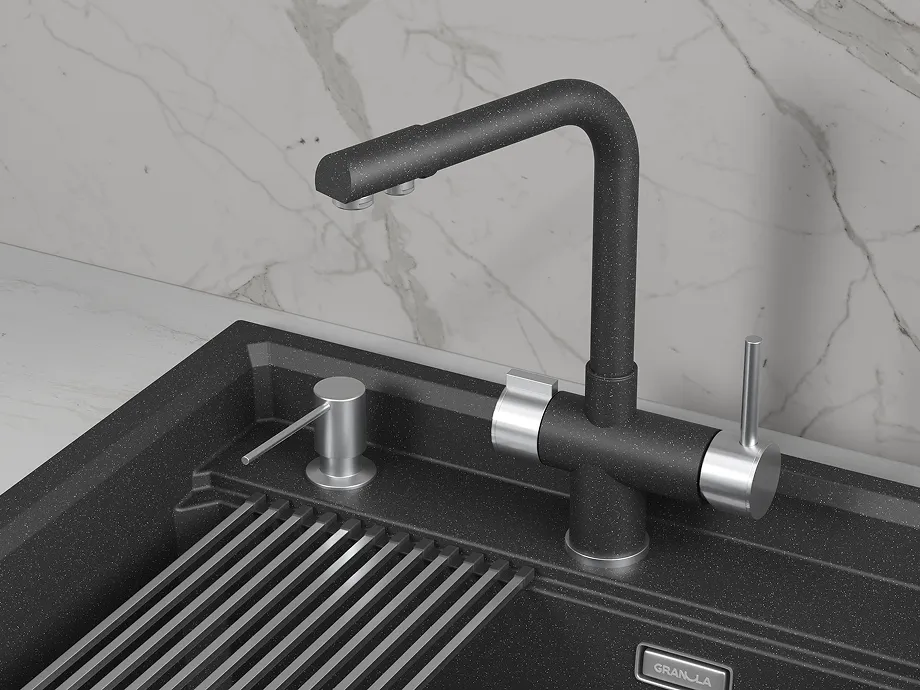 Детальное фото товара: GRANULA 5008 смеситель, гранит, черный