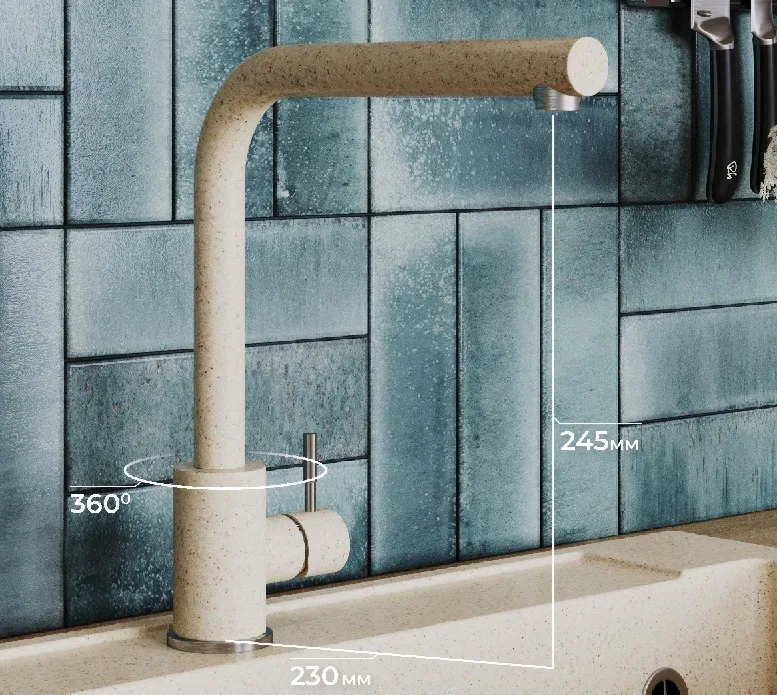 Детальное фото товара: Polygran Спика, смеситель, опал №328