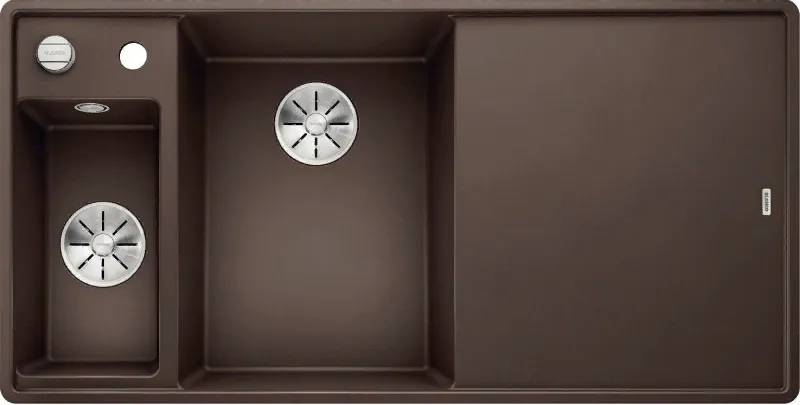 Детальное фото товара: Blanco Axia III 6S-F, мойка, чаша слева, гранит, кофе, доска стекло