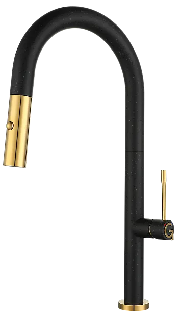 Фото товара: Rivelato ASTI 3972500 nero/oro, смеситель, гранит, черный/золото