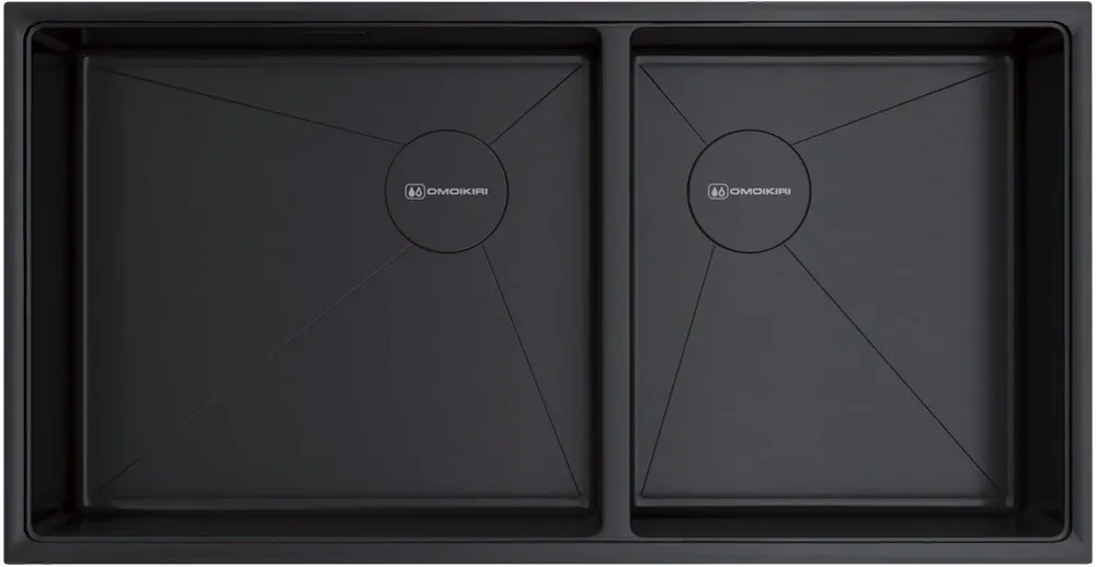 Фото товара: Omoikiri Taki 85-2-LB-U/IF-GB Side, мойка, нержавеющая сталь/графит