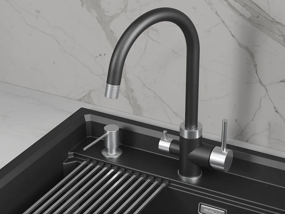 Детальное фото товара: GRANULA 5169 смеситель, нержавеющая сталь, шварц