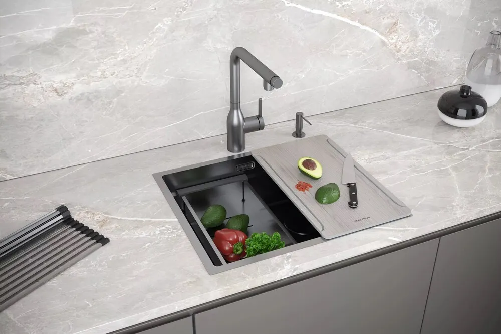 Детальное фото товара: Paulmark NEXT-MULTI SINK 54 UNI, мойка, нержавеющая сталь, вороненая сталь