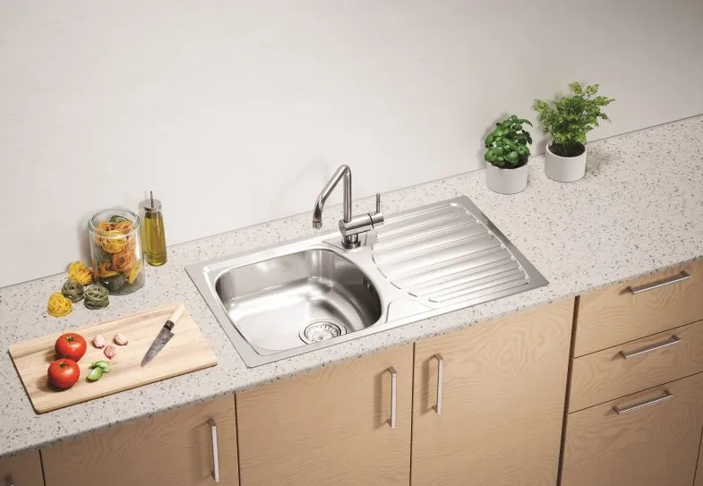 Детальное фото товара: ALVEUS BASIC 170 LEI-90 NEW, мойка, нержавеющая сталь лен (в комплекте с сифоном 1130550)